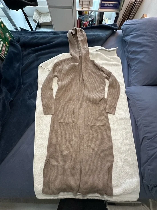 HALARA Hooded Long Sleeve Longline Cardigan w/ Pockets - Picture 5 of 11